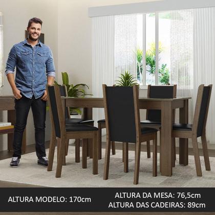 Conjunto Sala de Jantar Mesa Tampo de Vidro 6 Cadeiras Heloísa Madesa Imagem de Conjunto Sala de Jantar Mesa Tampo de Vidro 6 Cadeiras Heloísa Madesa