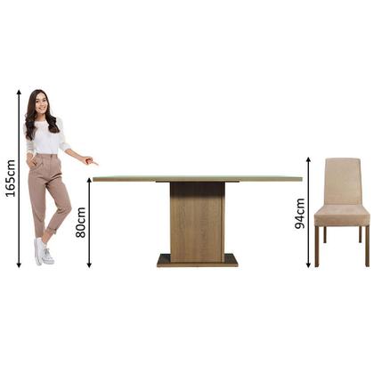 Conjunto Sala de Jantar Mesa Tampo de Vidro 6 Cadeiras Imperial Alexis Madesa Imagem de Conjunto Sala de Jantar Mesa Tampo de Vidro 6 Cadeiras Imperial Alexis Madesa