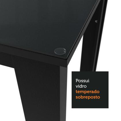 Conjunto Sala de Jantar Mesa Tampo de Vidro 6 Cadeiras Preto/Rustic Heloísa Madesa Imagem de Conjunto Sala de Jantar Mesa Tampo de Vidro 6 Cadeiras Preto/Rustic Heloísa Madesa