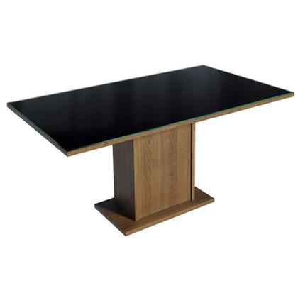Conjunto Sala de Jantar Mesa Tampo de Vidro 6 Cadeiras Rustic/Preto/Oxford Alexis Madesa Imagem de Conjunto Sala de Jantar Mesa Tampo de Vidro 6 Cadeiras Rustic/Preto/Oxford Alexis Madesa
