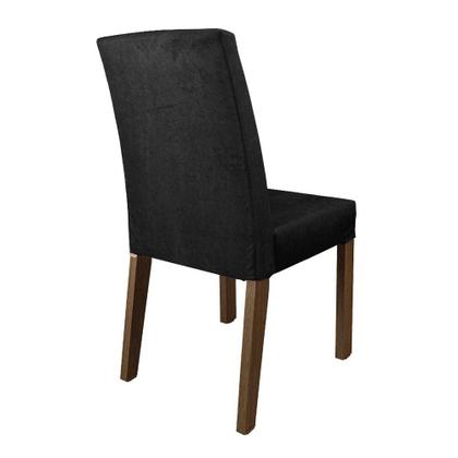 Conjunto Sala de Jantar Mesa Tampo de Vidro 6 Cadeiras Rustic/Preto/Oxford Alexis Madesa Imagem de Conjunto Sala de Jantar Mesa Tampo de Vidro 6 Cadeiras Rustic/Preto/Oxford Alexis Madesa