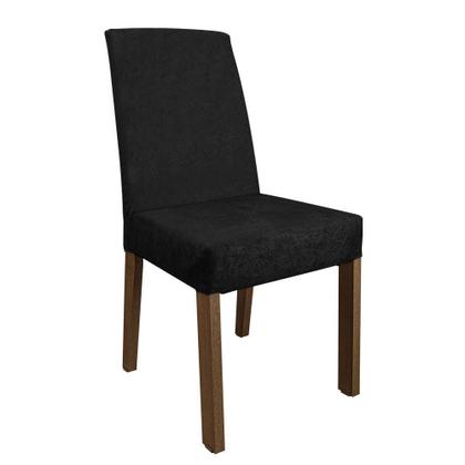 Conjunto Sala de Jantar Mesa Tampo de Vidro 6 Cadeiras Rustic/Preto/Oxford Alexis Madesa Imagem de Conjunto Sala de Jantar Mesa Tampo de Vidro 6 Cadeiras Rustic/Preto/Oxford Alexis Madesa