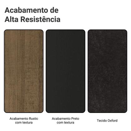 Imagem de Conjunto Sala de Jantar Mesa Tampo de Vidro 6 Cadeiras Rustic/Preto/Oxford Odara Madesa