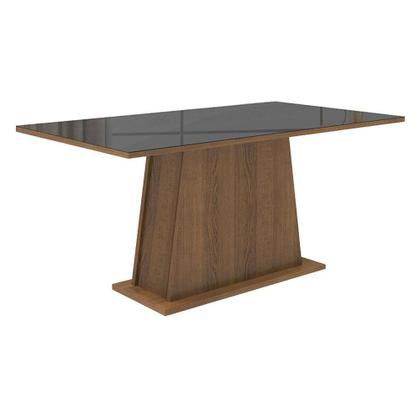 Conjunto Sala de Jantar Mesa Tampo de Vidro 6 Cadeiras Rustic/Preto/Oxford Patricia Madesa Imagem de Conjunto Sala de Jantar Mesa Tampo de Vidro 6 Cadeiras Rustic/Preto/Oxford Patricia Madesa