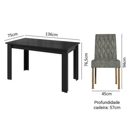 Imagem de Conjunto Sala De Jantar Mesa Tampo De Vidro 6 Cadeiras Rustic/preto/silver Odara Madesa Rustic/preto/silver