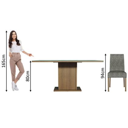 Imagem de Conjunto Sala de Jantar Mesa Tampo de Vidro 6 Cadeiras Silver Alexis Madesa