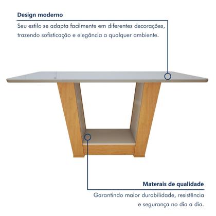 Conjunto Sala de Jantar Mesa Tampo de Vidro/MDF 6 Cadeiras Apogeu Móveis Lopas Imagem de Conjunto Sala de Jantar Mesa Tampo de Vidro/MDF 6 Cadeiras Apogeu Móveis Lopas
