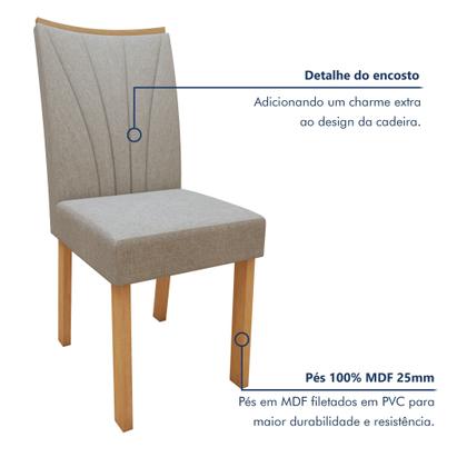 Conjunto Sala de Jantar Mesa Tampo de Vidro/MDF 6 Cadeiras Apogeu Móveis Lopas Imagem de Conjunto Sala de Jantar Mesa Tampo de Vidro/MDF 6 Cadeiras Apogeu Móveis Lopas