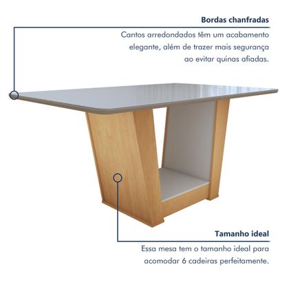 Conjunto Sala de Jantar Mesa Tampo de Vidro/MDF 6 Cadeiras Apogeu Móveis Lopas Imagem de Conjunto Sala de Jantar Mesa Tampo de Vidro/MDF 6 Cadeiras Apogeu Móveis Lopas