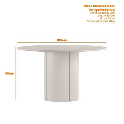 Imagem de Conjunto Sala de Jantar Mesa Tampo de Vidro/mdf Redondo 135cm com 6 Cadeiras Serena