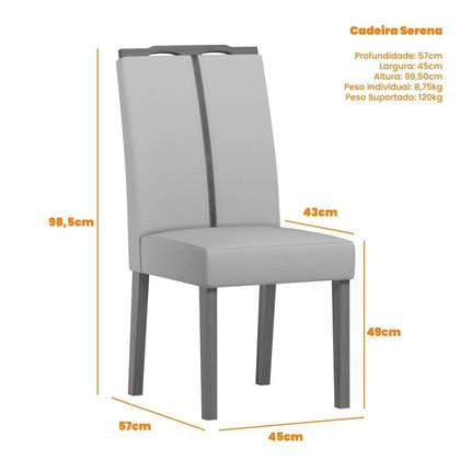 Imagem de Conjunto Sala de Jantar Mesa Tampo de Vidro/mdf Redondo 135cm com 6 Cadeiras Serena