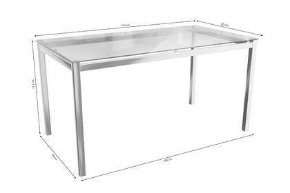 Imagem de Conjunto Sala de Jantar Mesa Tampo de Vidro Retangular Reno e 6 Cadeiras Florença Crome