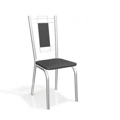 Imagem de Conjunto Sala de Jantar Mesa Tampo de Vidro Retangular Reno e 6 Cadeiras Florença Crome