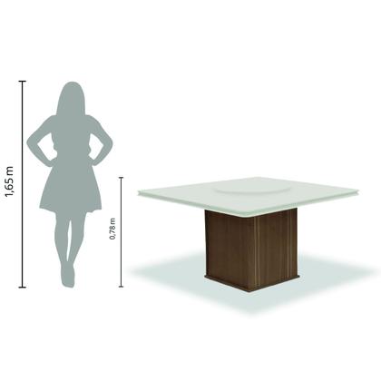 Imagem de Conjunto Sala de Jantar Mesa Tampo Giratório 8 Cadeiras Siena Amsterdã Dobuê Cedro Off Areia