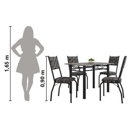 Imagem de Conjunto Sala de Jantar Mesa Tampo Granito 1,20m 4 Cadeiras