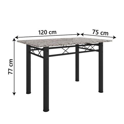 Imagem de Conjunto Sala de Jantar Mesa Tampo Granito 1,20m 4 Cadeiras