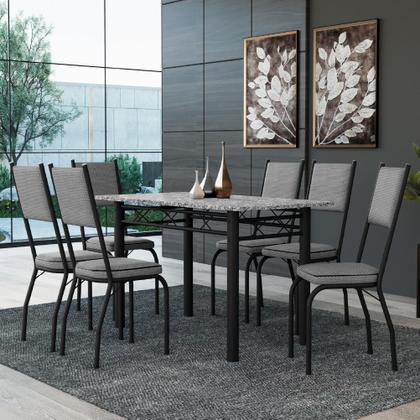 Imagem de Conjunto Sala De Jantar Mesa Tampo Granito 1,40m Com 6 Cadeiras Diana Artefamol