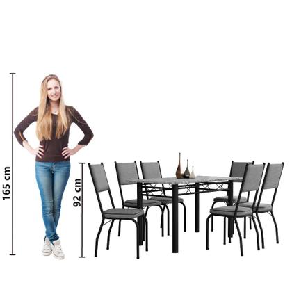 Imagem de Conjunto Sala De Jantar Mesa Tampo Granito 1,40m Com 6 Cadeiras Diana Artefamol