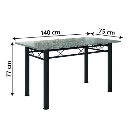 Imagem de Conjunto Sala De Jantar Mesa Tampo Granito 1,40m Com 6 Cadeiras Diana Preto / Cedro Artefamol