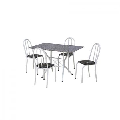 Imagem de Conjunto Sala de Jantar Mesa Tampo Granito Retangular com 4 Cadeiras Bruna