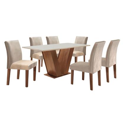 Imagem de Conjunto Sala de Jantar Mesa Tampo Mdf 6 Cadeiras Espanha Yescasa