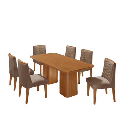Imagem de Conjunto Sala de Jantar Mesa Tampo MDF 6 Cadeiras Sakura