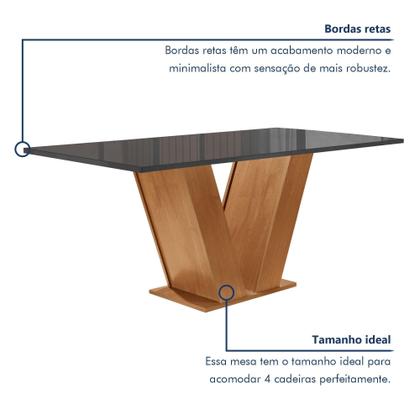 Imagem de Conjunto Sala de Jantar Mesa Tampo Mdf/vidro e 4 Cadeiras Espanha Yescasa
