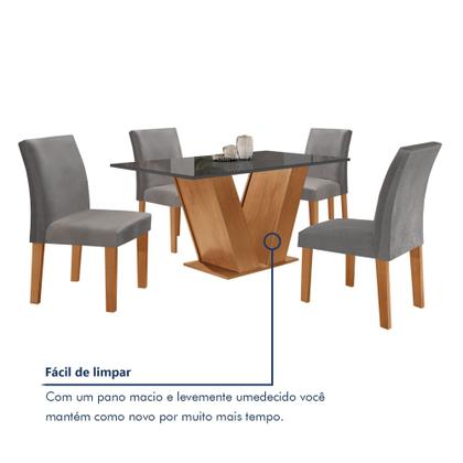 Imagem de Conjunto Sala de Jantar Mesa Tampo Mdf/vidro e 4 Cadeiras Espanha Yescasa