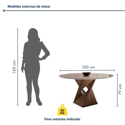 Imagem de Conjunto Sala de Jantar Mesa Tampo Redondo Plus Vidro 100cm com 4 Cadeiras Barcelona Yescasa