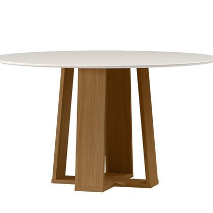 Imagem de Conjunto Sala de Jantar Mesa Tampo Redondo Vidro/mdf Isabela 135cm com 6 Cadeiras Amanda