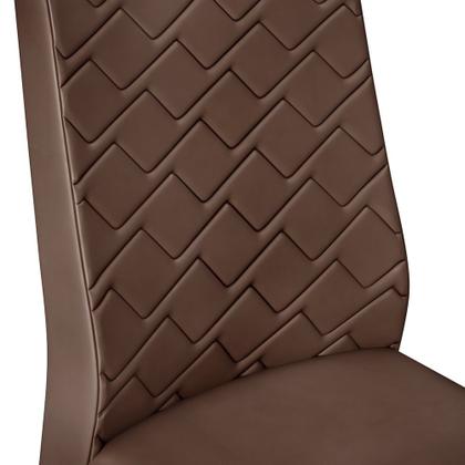 Imagem de Conjunto Sala de Jantar Mesa Tampo Retangular Chanfrado Curvo Mad/Vid 120 x 90cm Kiara Cedro Off White e 4 Cadeiras Lidia Veludo Moca- MABE MAGAZINE