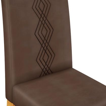 Imagem de Conjunto Sala de Jantar Mesa Tampo Retangular Chanfrado Curvo Mad/Vid 120 x 90cm Kiara Cedro Off White e 4 Cadeiras Yasmin Veludo Moca- MABE MAGAZINE