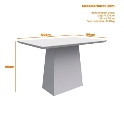 Imagem de Conjunto Sala de Jantar Mesa Tampo Vidro/mdf Bárbara 120m com 4 Cadeiras Carol
