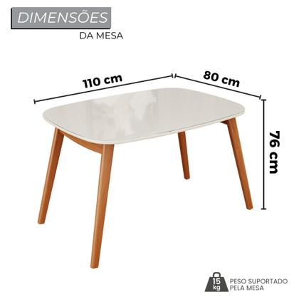Imagem de Conjunto Sala de Jantar Mesa Tampo Vidro/MDF com 4 Cadeiras Ceci