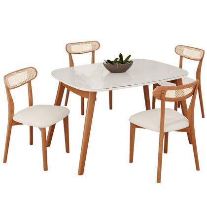 Imagem de Conjunto Sala de Jantar Mesa Tampo Vidro/MDF com 4 Cadeiras Ceci