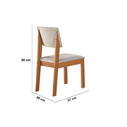 Imagem de Conjunto Sala de Jantar Mesa Tampo Vidro/MDF com 4 Cadeiras Linho Marialice Cinamomo/Off White/Bege