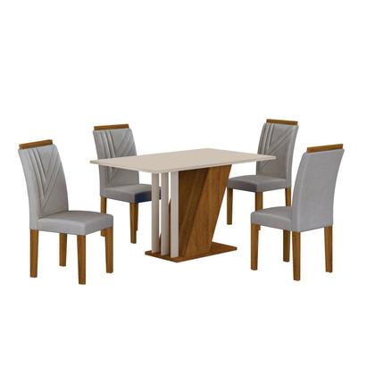 Imagem de Conjunto Sala de Jantar Mesa Tampo Vidro/MDP com 4 Cadeiras Miami Yescasa