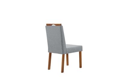 Imagem de Conjunto Sala de Jantar Mesa Viena Madeira Maciça 140x80cm Tampo Retângular Vidro Off White com 4 Cadeiras Ágata com Puxador Móveis Minas
