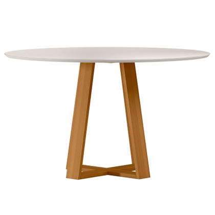 Imagem de Conjunto Sala de Jantar Mesa Vitoria 1,35 com Tampo Giratório e 6 Cadeiras Sarah Ypê/Off White/Ln05 - New Ceval