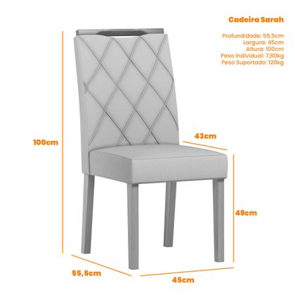 Imagem de Conjunto Sala de Jantar Mesa Vitoria 1,35 com Tampo Giratório e 6 Cadeiras Sarah Ypê/Off White/Ln05 - New Ceval