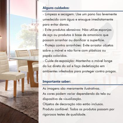 Imagem de Conjunto Sala de Jantar Nápoles Tampo Vidro/mdf com 8 Cadeiras Genova Smart Plus