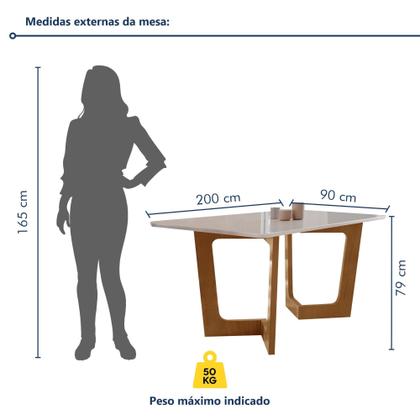 Imagem de Conjunto Sala de Jantar Nápoles Tampo Vidro/mdf com 8 Cadeiras Genova Smart Plus