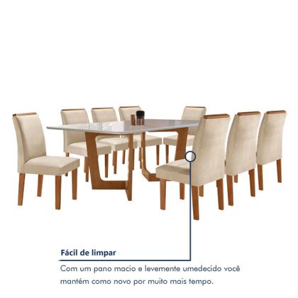 Imagem de Conjunto Sala de Jantar Nápoles Tampo Vidro/mdf com 8 Cadeiras Luísa Smart Plus