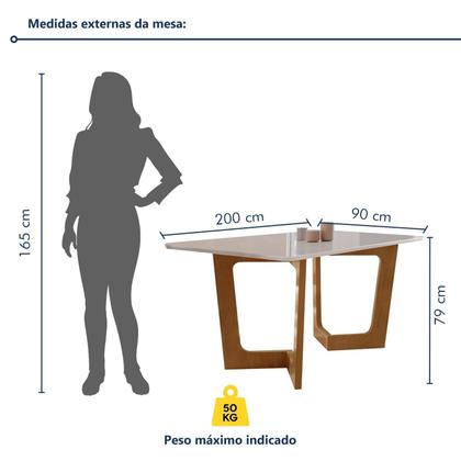 Imagem de Conjunto Sala De Jantar Nápoles Tampo Vidro MDF com 8 Cadeiras Luísa Smart Plus Cel Móveis