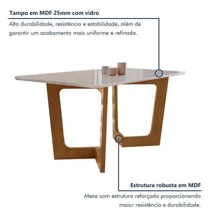 Imagem de Conjunto Sala De Jantar Nápoles Tampo Vidro MDF com 8 Cadeiras Luísa Smart Plus Cel Móveis