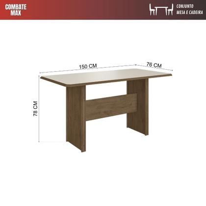 Imagem de Conjunto Sala de Jantar New Charm - Mesa Retangular 6 Cadeiras Estofadas Linho - Indekes