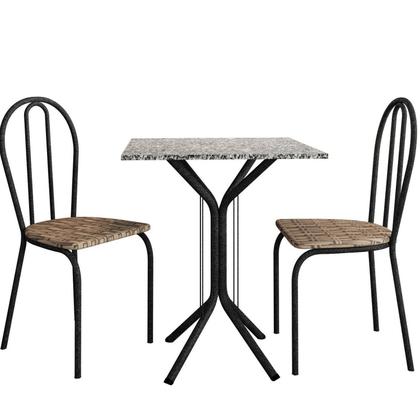 Imagem de Conjunto Sala de Jantar para Cozinha Mesa Tampo Granito Quadrada e 2 Cadeiras Juliete