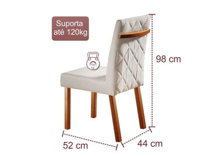 Imagem de Conjunto Sala de Jantar Retangular 4 Cadeiras Estofadas Modernas - Tampo MDF Vidro Colado de Fábrica e Canto Arredondado