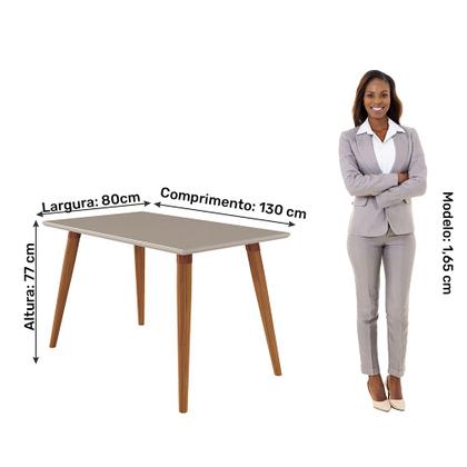 Imagem de Conjunto Sala de Jantar Retangular com Pé Palito de Madeira Cimol Adele 130x80 cm e 4 Cadeiras Fernanda Wood Madeira/Off White/Joli