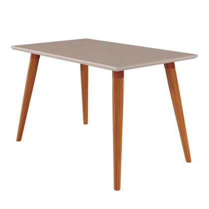 Imagem de Conjunto Sala de Jantar Retangular com Pé Palito de Madeira Cimol Adele 130x80 cm e 4 Cadeiras Fernanda Wood Madeira/Off White/Joli